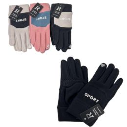24 Pairs Ladies Touch Screen Fleece Sport Gloves [grip Palm] - Knitted Stretch Gloves