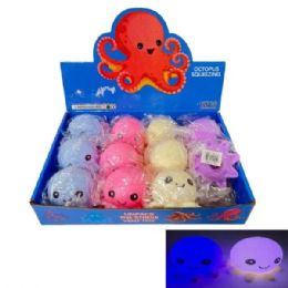 24 Pieces LighT-Up Squishy Toy [solid Octopus] - Light Up Toys