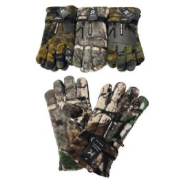 24 Pairs Men's Extra Warm Fleece Gloves With Zipper Pocket [camo] - Fleece Gloves