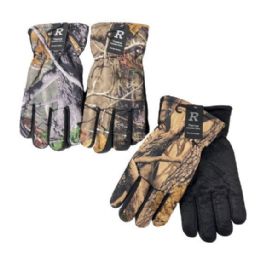 24 Pairs Men's Waterproof Snow Gloves [hardwood Camo] - Fleece Gloves