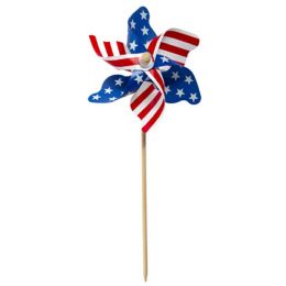 24 pieces Pinwheel Yard Stake Jumbo Patriotic Print 12in Dia X 29in H Pat ht - St. Patricks