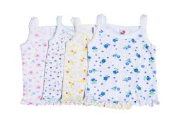 300 Pieces Girl's White Floral Spaghetti Strap Tank Top (8-12) - Baby Apparel