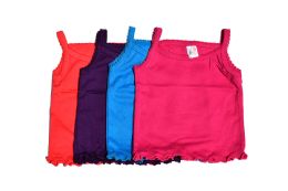 480 Pieces Girl's Colored (purple, Blue, Pink, Red) Spaghetti Tank Top (0-9) - Baby Apparel