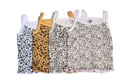 300 Pieces Girl's Cheetah Print Spaghetti Tank Top (8-12) - Baby Apparel