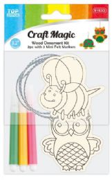 24 Pieces Wooden Ornament Kit W Felt Markers - Craft Kits