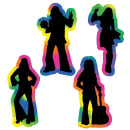 12 pieces 60's Hippie Silhouettes - Party Paper Goods