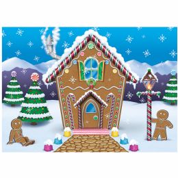 6 pieces Gingerbread House Fabric Backdrop - Hanging Decorations & Cut Out