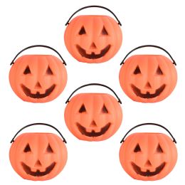 12 pieces Plastic Miniature Pumpkin Buckets - Halloween