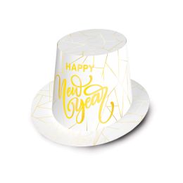 25 pieces White New Year Gold HI-Hat - Party Hats & Tiara