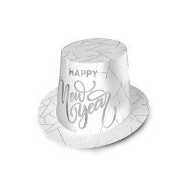 25 pieces White New Year Silver HI-Hat - Party Hats & Tiara