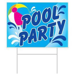 6 pieces Plastic Pool Party Yard Sign - Signs & Flags
