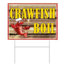 6 pieces Plastic Crawfish Boil Yard Sign - Signs & Flags