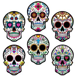 12 pieces Dod Sugar Skull Cutouts - Hanging Decorations & Cut Out