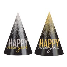 25 pieces Silver & Gold Midnight Burst Cone Hats - Party Hats & Tiara