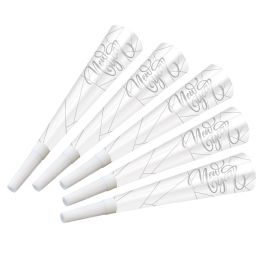 100 pieces White New Year Silver Horns - Party Paper Goods