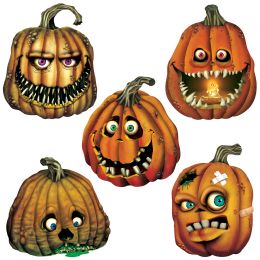 12 pieces Creepy JacK-O-Lantern Cutouts - Hanging Decorations & Cut Out