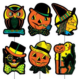6 pieces Plastic Halloween Yard Signs - Signs & Flags