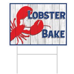 6 pieces Plastic Lobster Bake Yard Sign - Signs & Flags