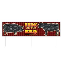 6 pieces Plastic Jumbo Bring On The Bbq Yard Sign - Signs & Flags