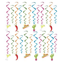 6 pieces Fiesta Whirls - Hanging Decorations & Cut Out