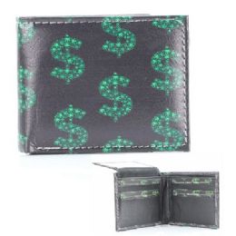6 Pieces Vegan Leather Wallet [bifold] $ Sign Marijuana Leaves - Leather Wallets