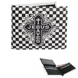 6 Pieces Vegan Leather Wallet [bifold] Jesus Saves - Leather Wallets