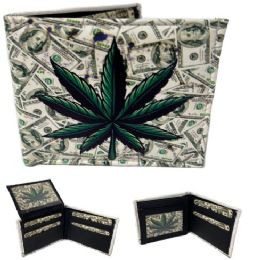 6 Pieces Vegan Leather Wallet [bifold] Lg Marijuana/$100 - Leather Wallets