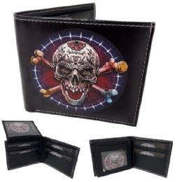 6 Pieces Vegan Leather Wallet [bifold] Skull & Bones - Leather Wallets