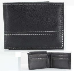 6 Pieces Vegan Leather Wallet [bifold] Stitching [blk] - Leather Wallets
