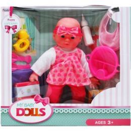 6 pieces 12" Baby Doll W/ Accss In Window Box - Dolls