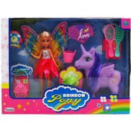 12 pieces 7" Fairy Doll & 8.5" Pony W/ Pets In Window Box, 2 Assrt - Dolls