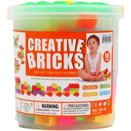 12 pieces 56pc Assrt Color Blocks In 7" Plastic Container, 2asst - Educational Toys
