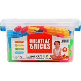 12 pieces 68pc Assrt Color Blocks In 9.75" Plastic Container, 3asst - Educational Toys