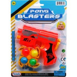 72 pieces Pong Blaster W/ 5pc Balls On Blister Card, 2 Assrt - Balls
