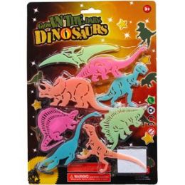 72 Wholesale 8pc Glow In The Dark Dinosaurs On Blister Card