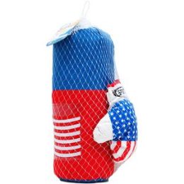 9 of 15.25" Boxing Bag (usa) W/ 8.25" Gloves In Pegable Net Bag