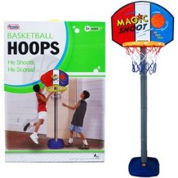 6 pieces 60"h Plastic Basketball Play Set W/21" Backboard In Color bo - Balls