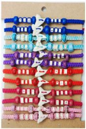 24 of Macrame Shark Tooth Bracelet (asst)