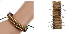 24 of Wholesale Rasta Color Braided Bracelet