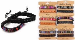 24 Pieces Wholesale Faux Leather Fashion Bracelet - Bracelets