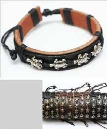 24 Pieces Wholesale Faux Leather Bracelet Turtle - Bracelets