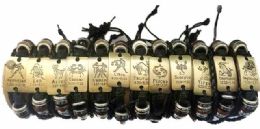 24 Pieces Wholesale Gold Color Faux Leather Bracelet - Bracelets