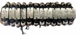 24 Pieces Wholesale Silver Color Zodiac Faux Leather Bracelet - Bracelets