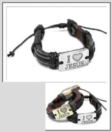 24 Pieces I Love Jesus Leather Bracelet - Bracelets