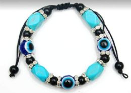 24 Pieces Wholesale Evil Eye Turq Bracelet - Bracelets