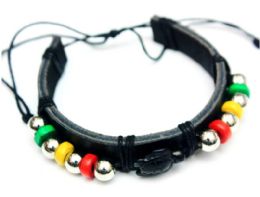 24 Pieces Turtle Rasta Leather Bracelet - Bracelets