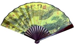 24 of Wholesale Large Chinese Picture Wood Hand Fan