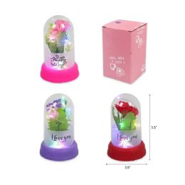 48 Pieces Valentines Day Glass Dome With Flowers And Light - Valentine Decorations