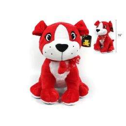 12 Pieces Valentine 16" Small Sitting Dog Mouth With Heart - Artificial Flowers
