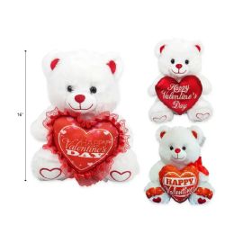 12 of 16" White Teddy Bear With Heart